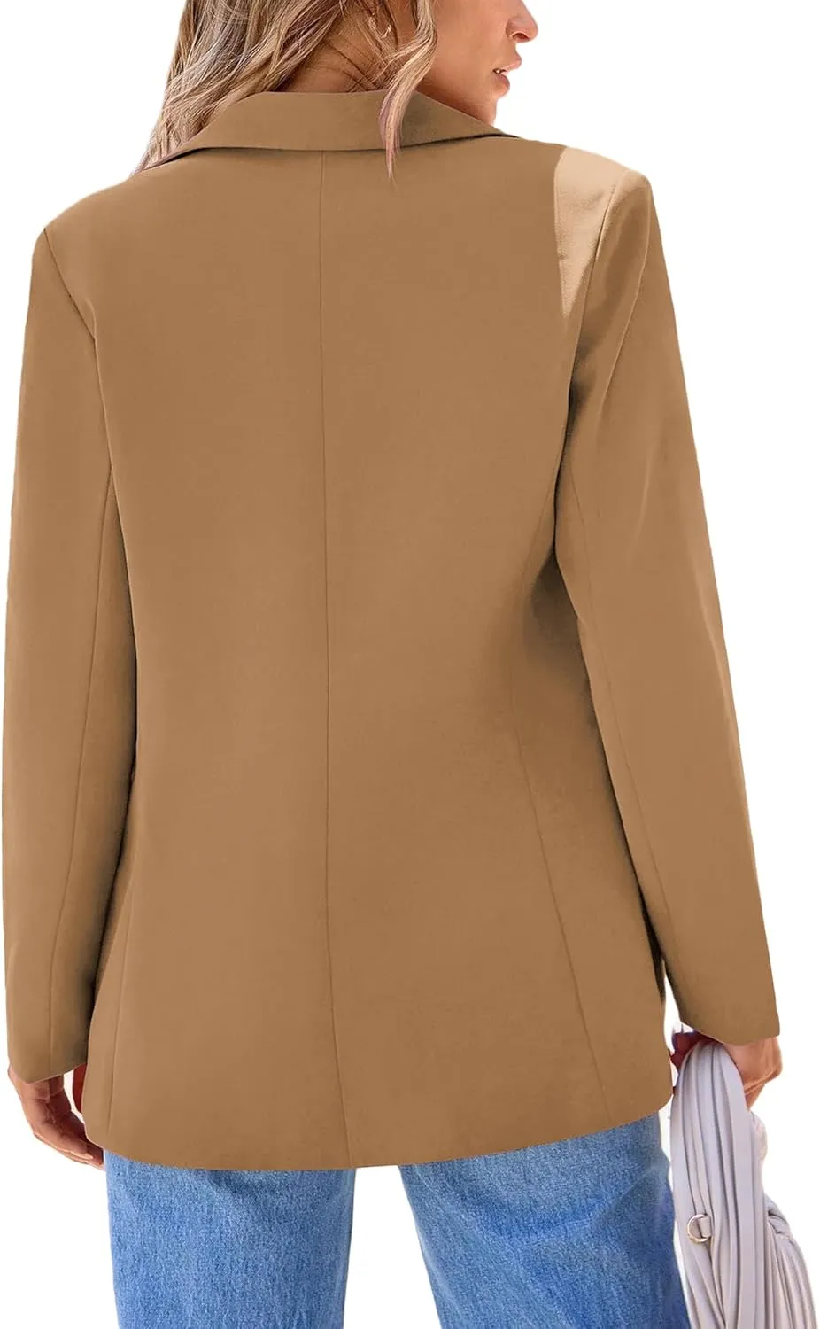 2024 Women's Fall Winter Blazer Business Casual Suit-Fully Lined Notch Lapel Solid Button Loose Jacket with Pockets