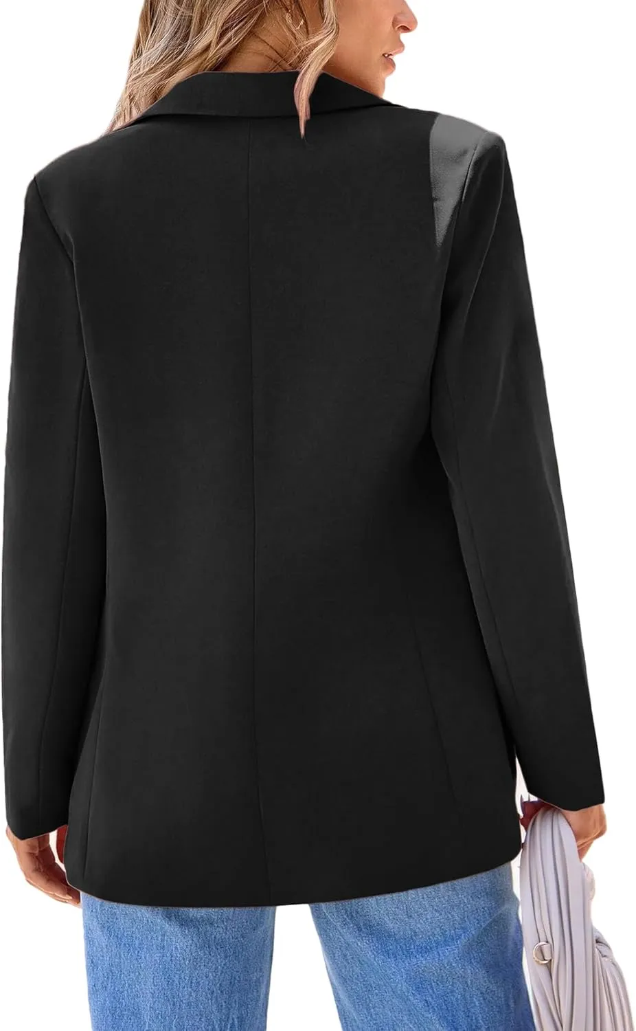 2024 Women's Fall Winter Blazer Business Casual Suit-Fully Lined Notch Lapel Solid Button Loose Jacket with Pockets