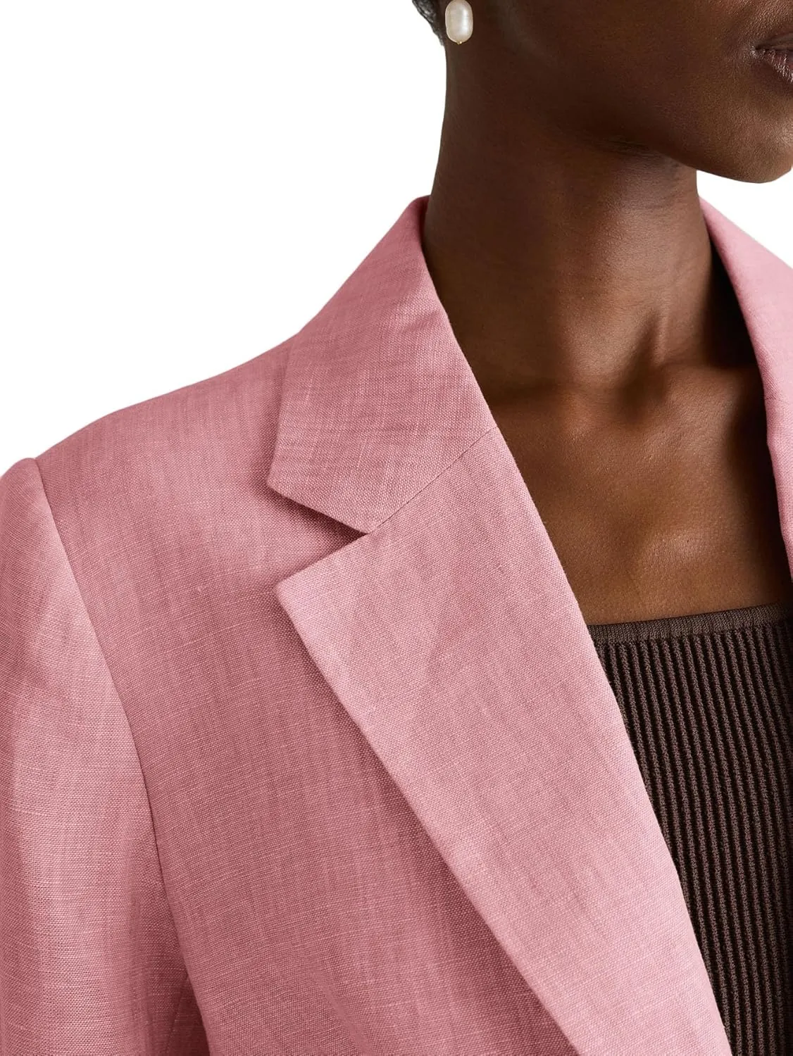 2025 Linen Blazers for Women Business Casual Long Sleeve Lapel Open Front Suit Jacket Work Blazer with Pockets