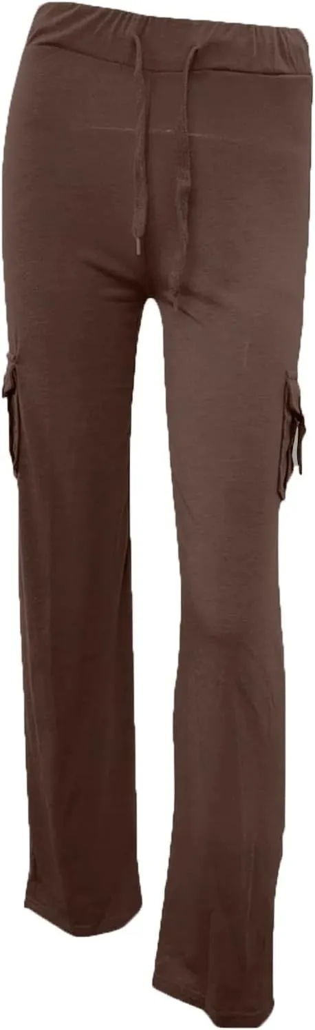 2025 Wide Leg Cargo Pants Women High Waisted Bootcut Yoga Pants with Pockets Casual Plus Size Strethcy Flare Leggings