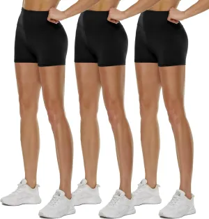 3 Pack High Waisted Biker Shorts for Women  3"/ 5"/ 8" Black Workout Yoga Compression Novelty Shorts for Running