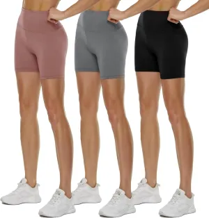 3 Pack High Waisted Biker Shorts for Women  3"/ 5"/ 8" Black Workout Yoga Compression Novelty Shorts for Running
