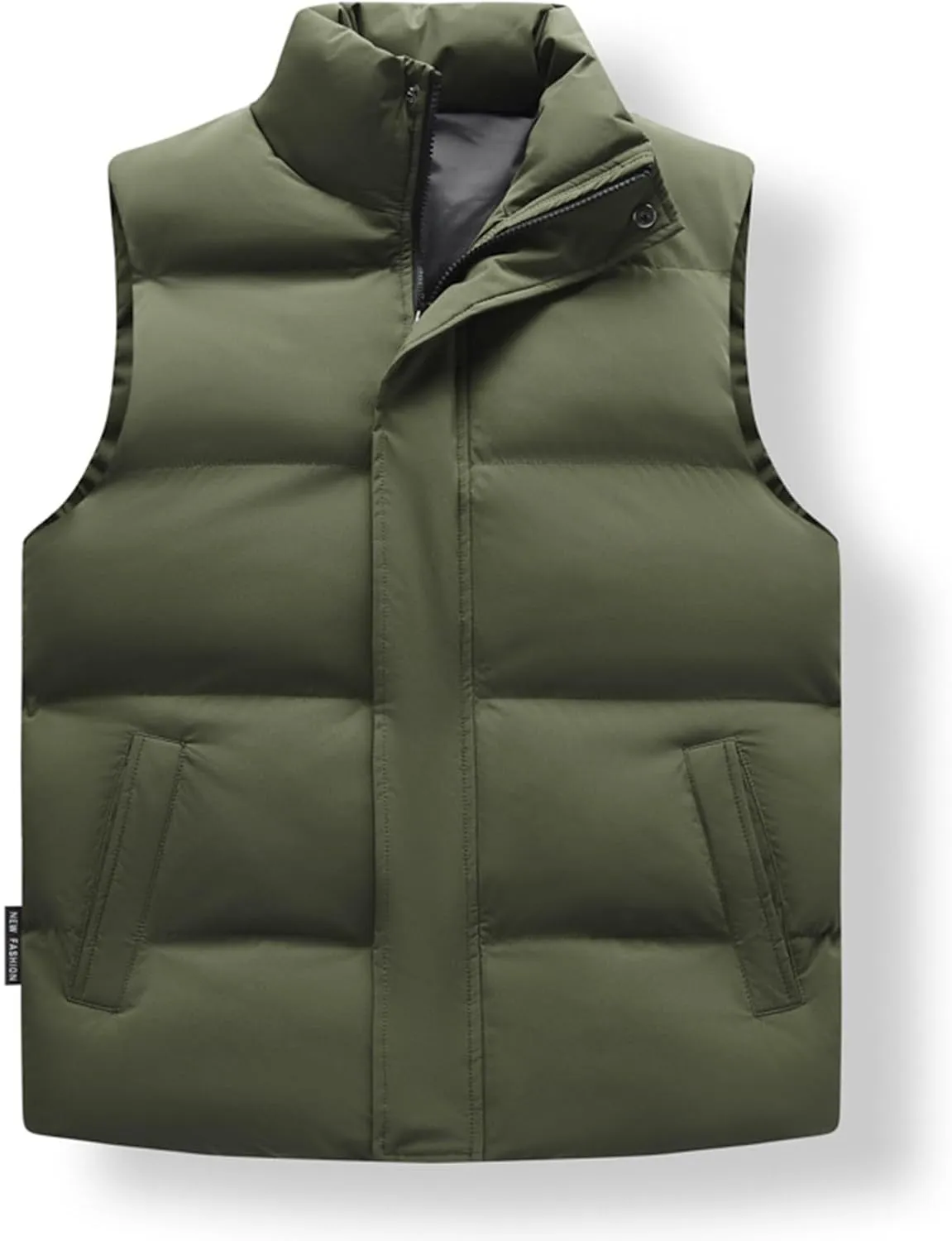 ADHOWBEW Puffer Vest Men Winter Casual Warm Zip Up Sleeveless Stand Collar Vest