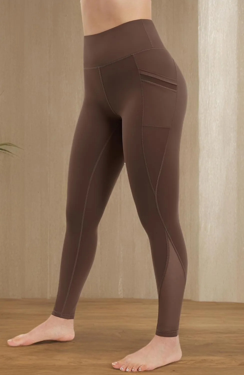 AFITNE Women’s High Waist Mesh Yoga Leggings with Side Pockets, Tummy Control Workout Squat-Proof Yoga Pants