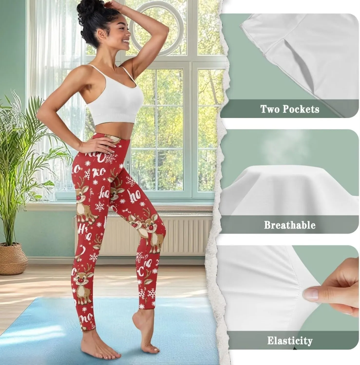 AFPANQZ Women's Yoga Leggings Tummy Control High Waisted Yoga Pants with Pockets Gym Fitness Stretch Capri Athletic Pants