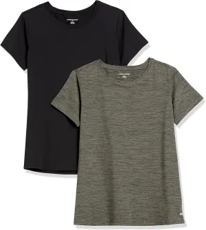 Amazon Essentials Women's Active Quick Dry Tech Stretch Short-Sleeve Crewneck T-Shirt (Available in Plus Size), Multipacks