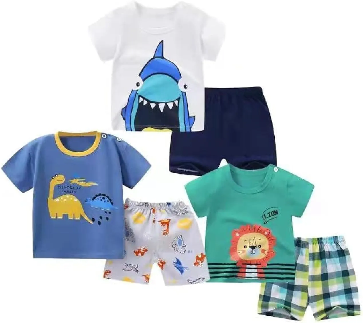 Baby Boy Shorts Set - Toddler Summer Clothes with Dinosaur Cotton Tops   Shorts Outfits Clothing 6 Months-4 Year