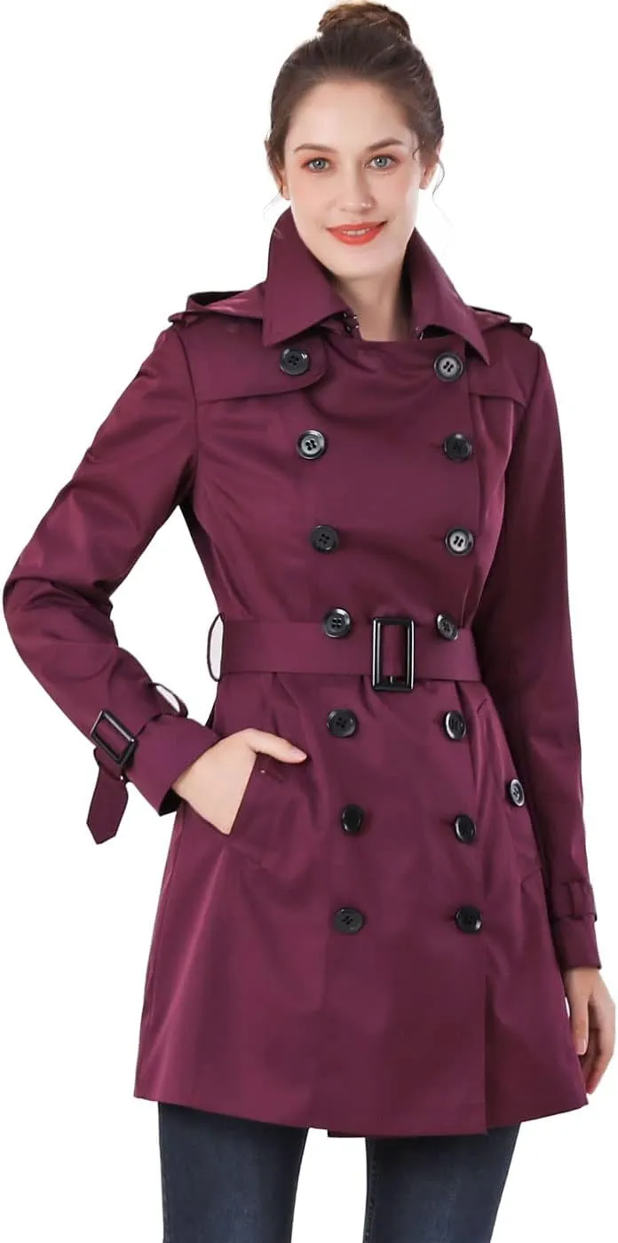 BGSD Women Viv Waterproof Hooded Mid Length Trench Coat