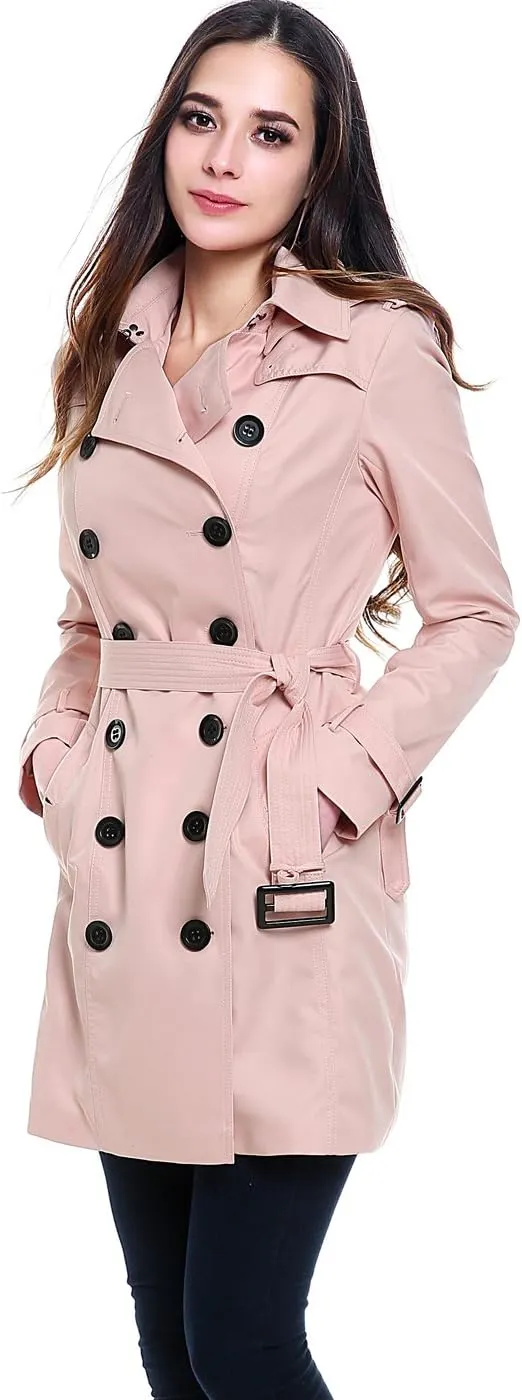 BGSD Women Viv Waterproof Hooded Mid Length Trench Coat