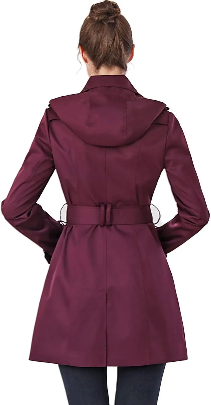 BGSD Women Viv Waterproof Hooded Mid Length Trench Coat