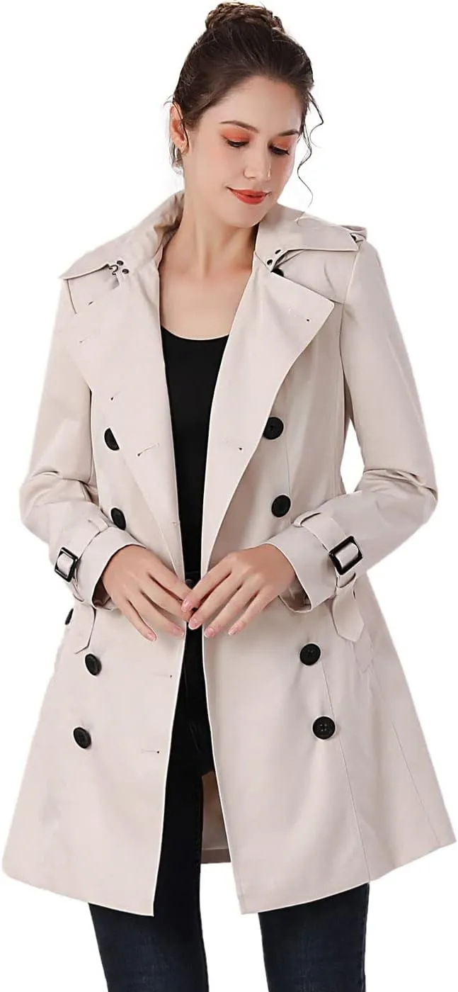 BGSD Women Viv Waterproof Hooded Mid Length Trench Coat
