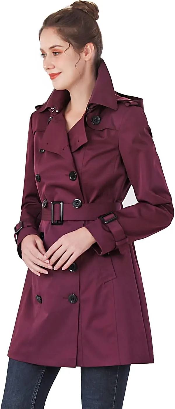 BGSD Women Viv Waterproof Hooded Mid Length Trench Coat