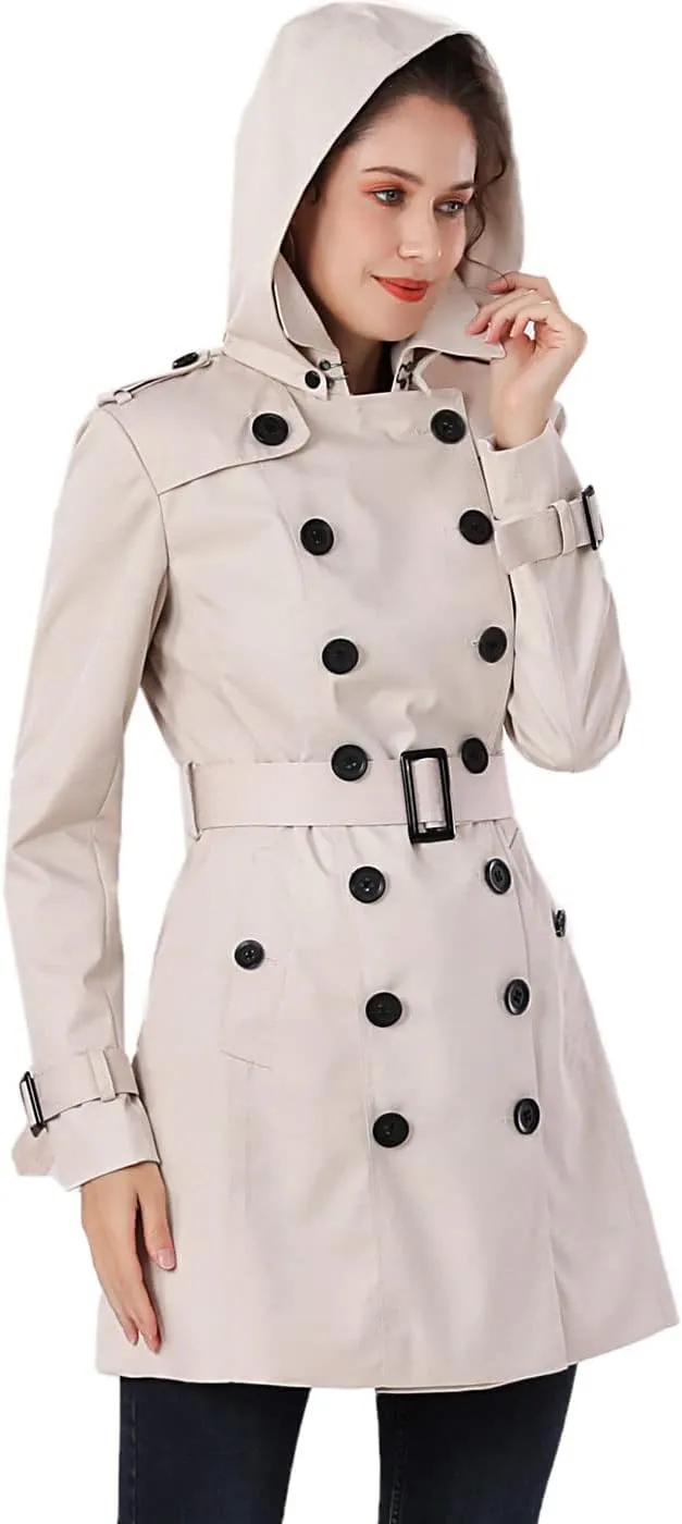 BGSD Women Viv Waterproof Hooded Mid Length Trench Coat