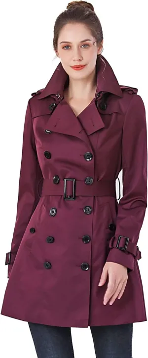 BGSD Women Viv Waterproof Hooded Mid Length Trench Coat