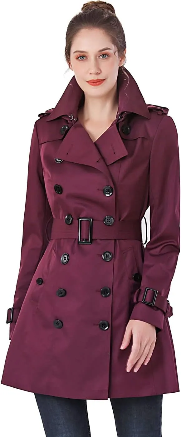 BGSD Women Viv Waterproof Hooded Mid Length Trench Coat