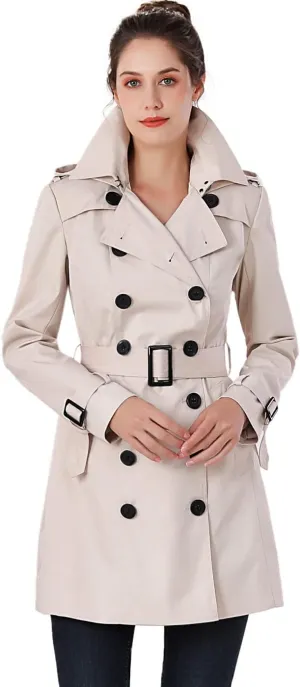 BGSD Women Viv Waterproof Hooded Mid Length Trench Coat