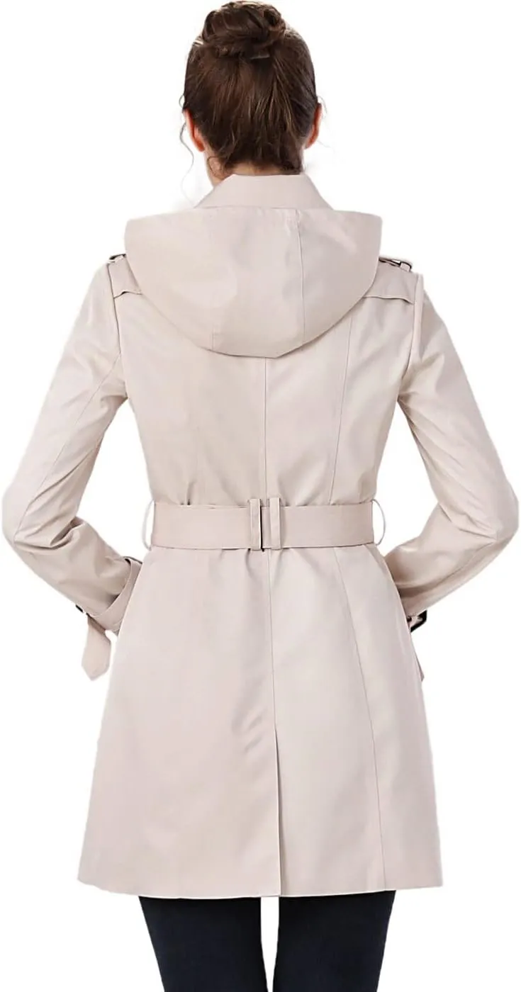 BGSD Women Viv Waterproof Hooded Mid Length Trench Coat