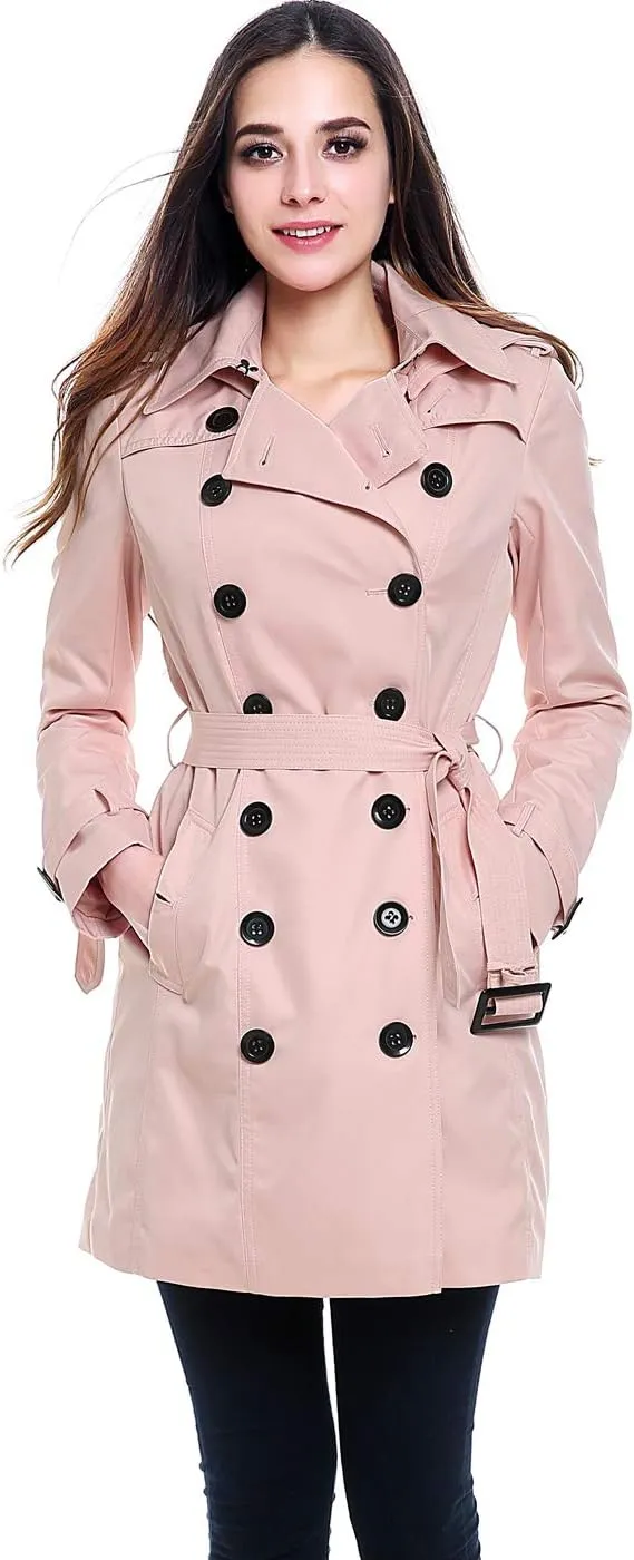 BGSD Women Viv Waterproof Hooded Mid Length Trench Coat