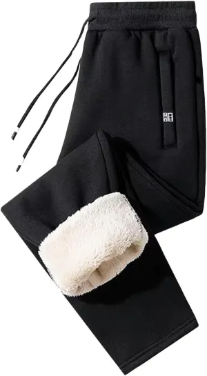 BIFUTON Fleece Lined Pants Men,Men's Warm Fleece Pants Sherpa Lined Sweatpants Winter Running Joggers Pants Outdoor Trousers