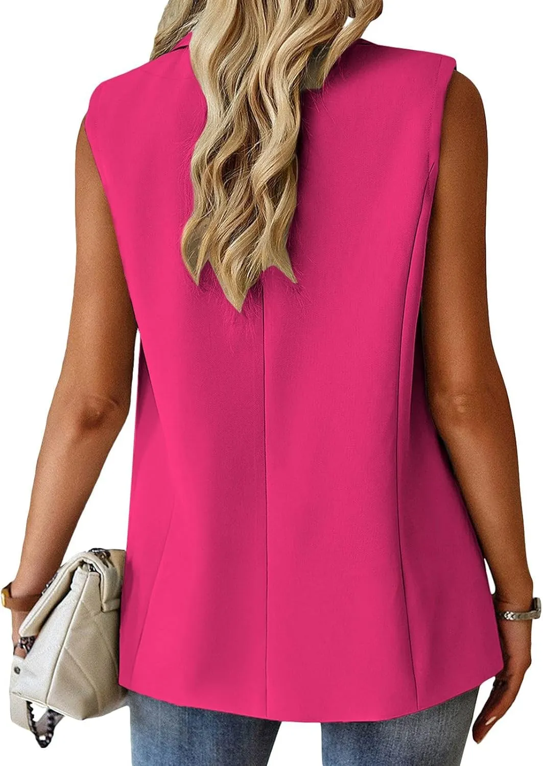 Blazer Vest for Women Business Casual Dressy Jackets Lightweight Sleeveless Vest Tops Lapel Single Button Blazers