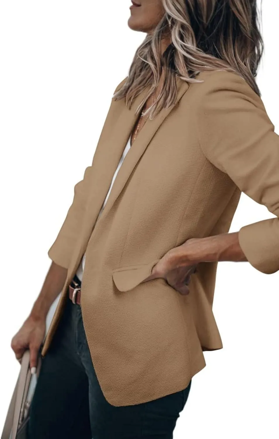 Blazers for Women Business Casual Blazers Open Front Long Sleeve Work Office Jackets Solid Button Lapel Blazer Suit