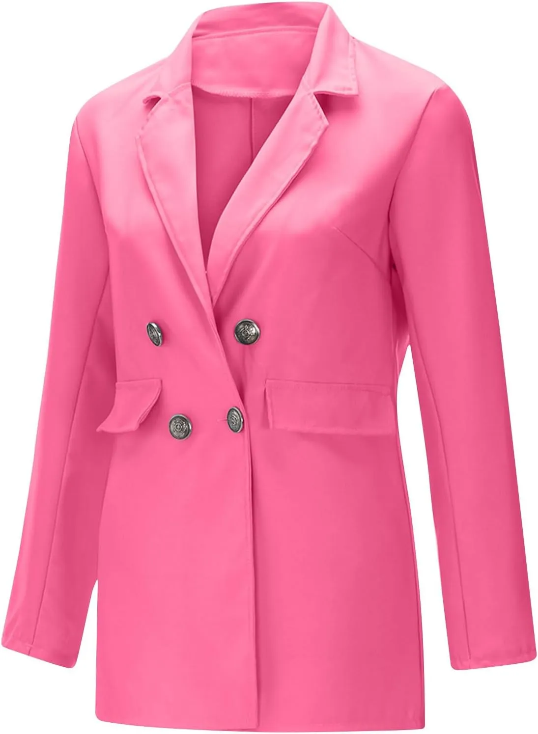 Blazers for Women Business Casual Long Sleeve Double Breasted Jackets Open Front Notch Lapel Work Jackets with Pockets