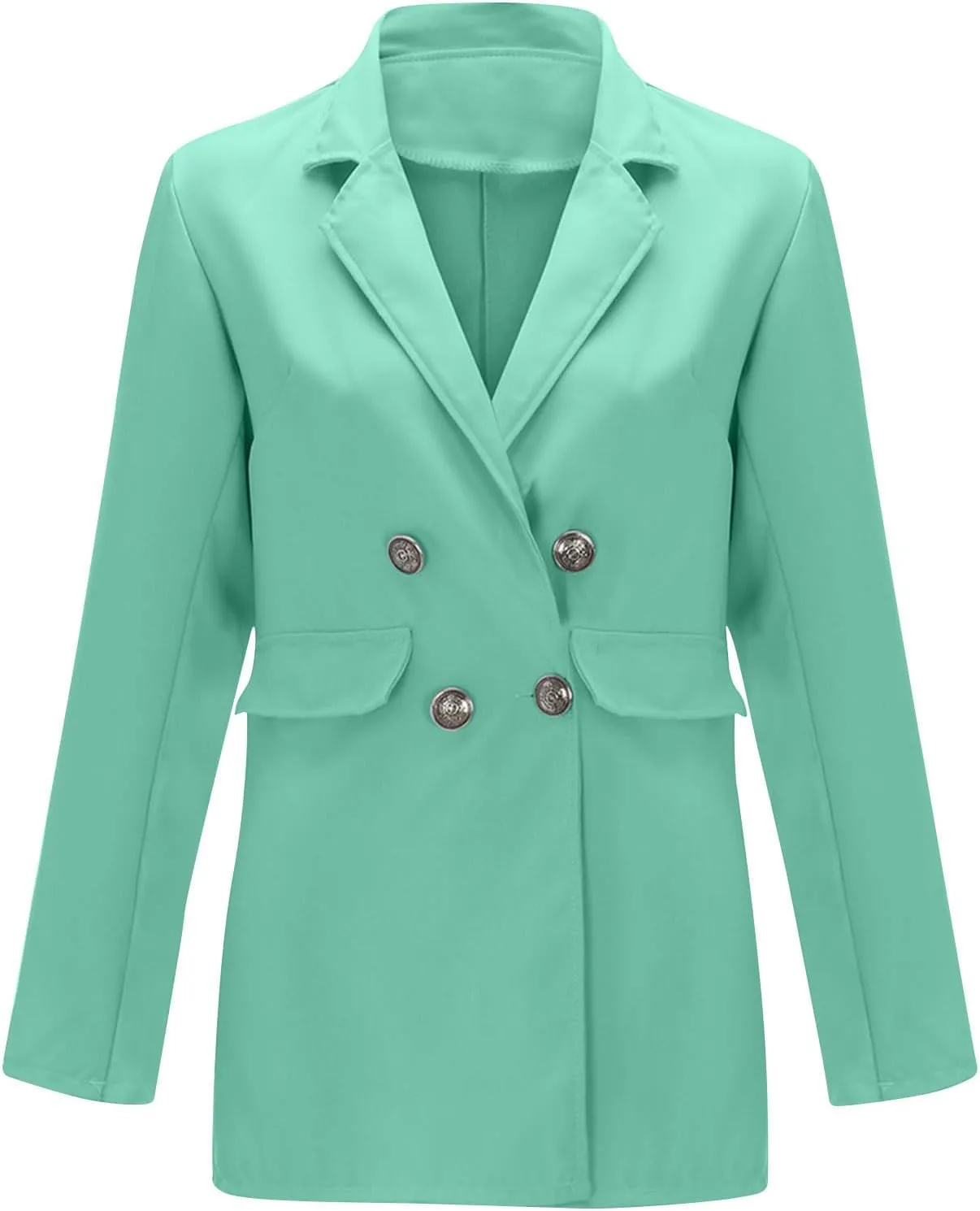 Blazers for Women Business Casual Long Sleeve Double Breasted Jackets Open Front Notch Lapel Work Jackets with Pockets