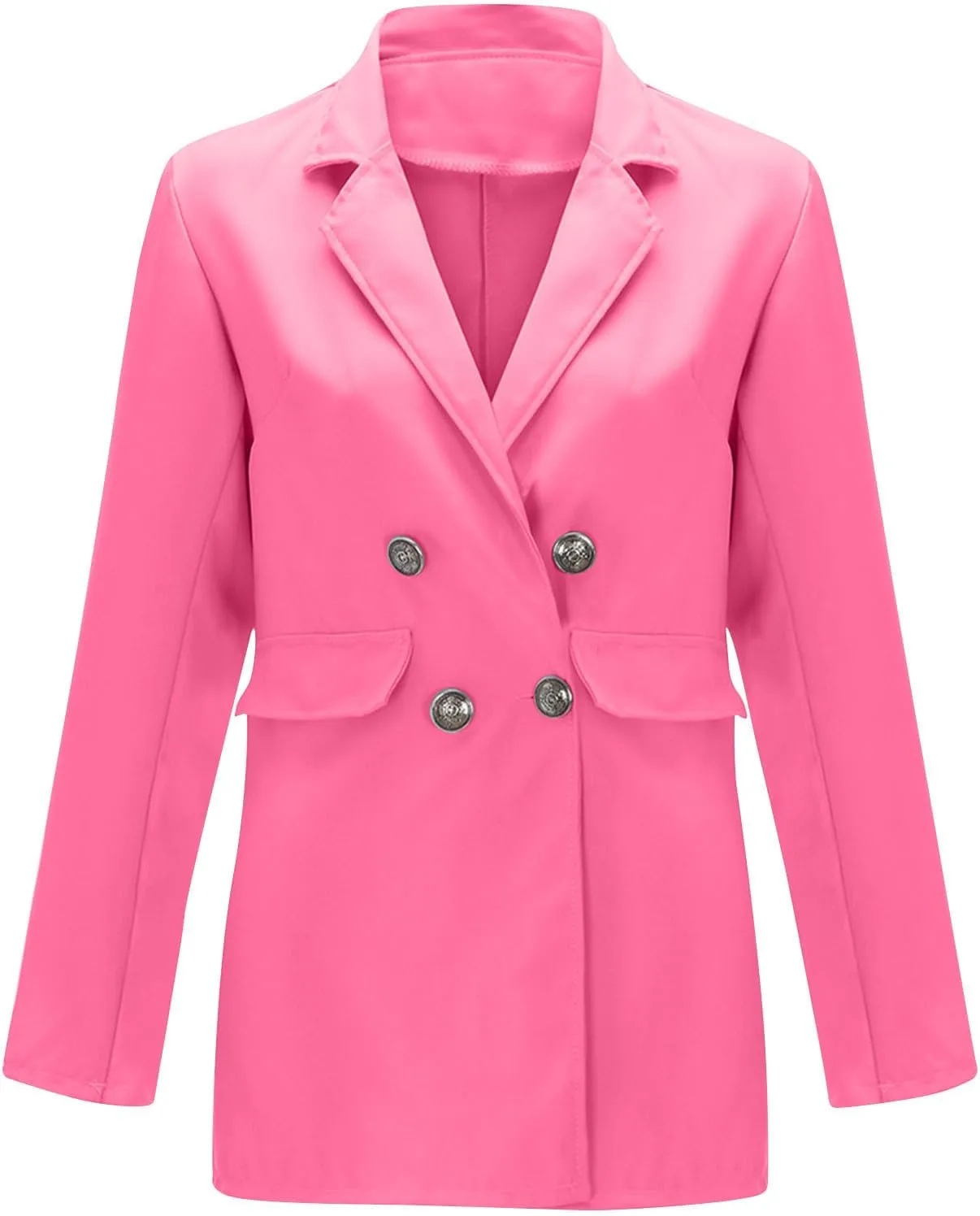 Blazers for Women Business Casual Long Sleeve Double Breasted Jackets Open Front Notch Lapel Work Jackets with Pockets