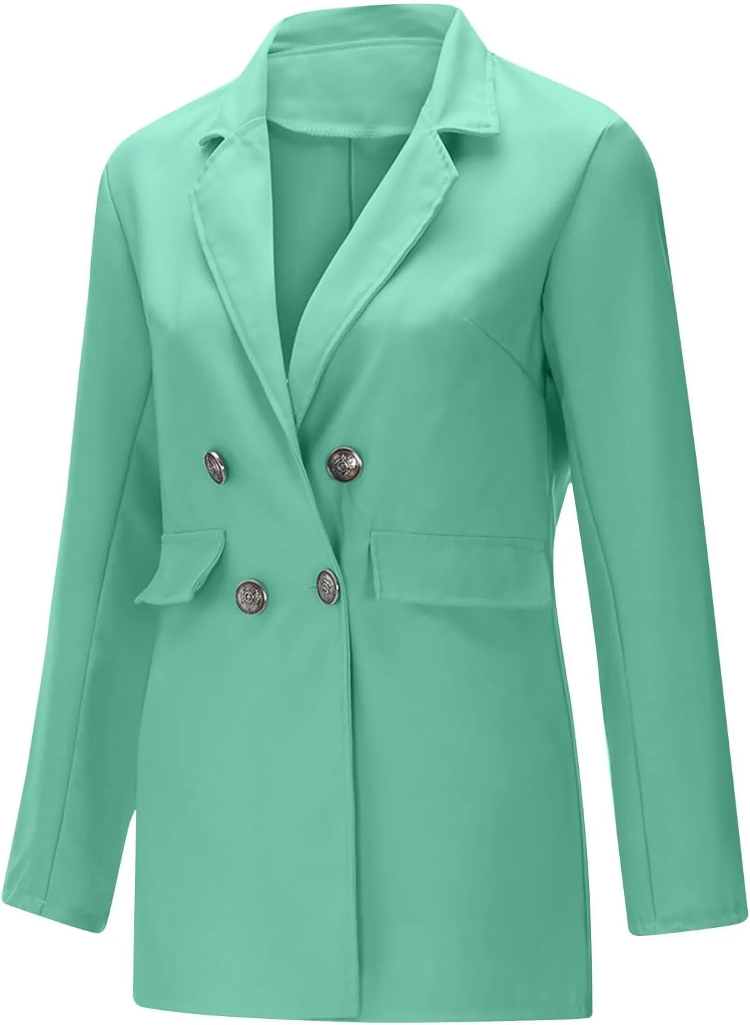 Blazers for Women Business Casual Long Sleeve Double Breasted Jackets Open Front Notch Lapel Work Jackets with Pockets