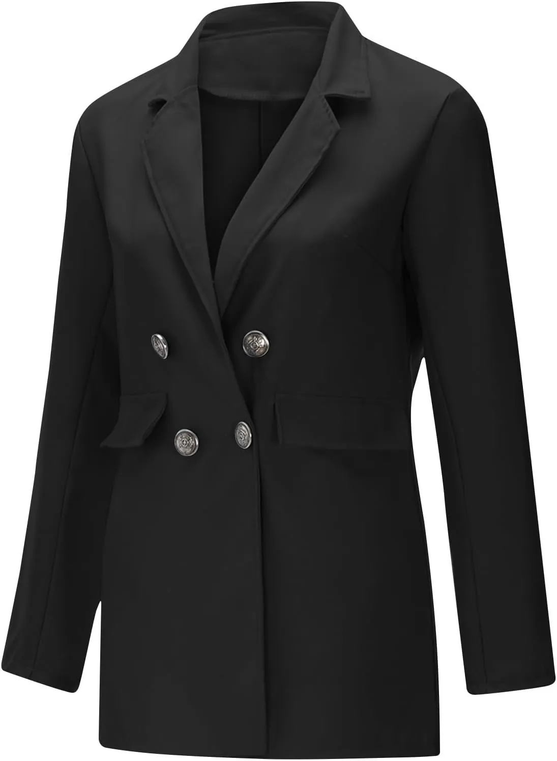 Blazers for Women Business Casual Long Sleeve Double Breasted Jackets Open Front Notch Lapel Work Jackets with Pockets