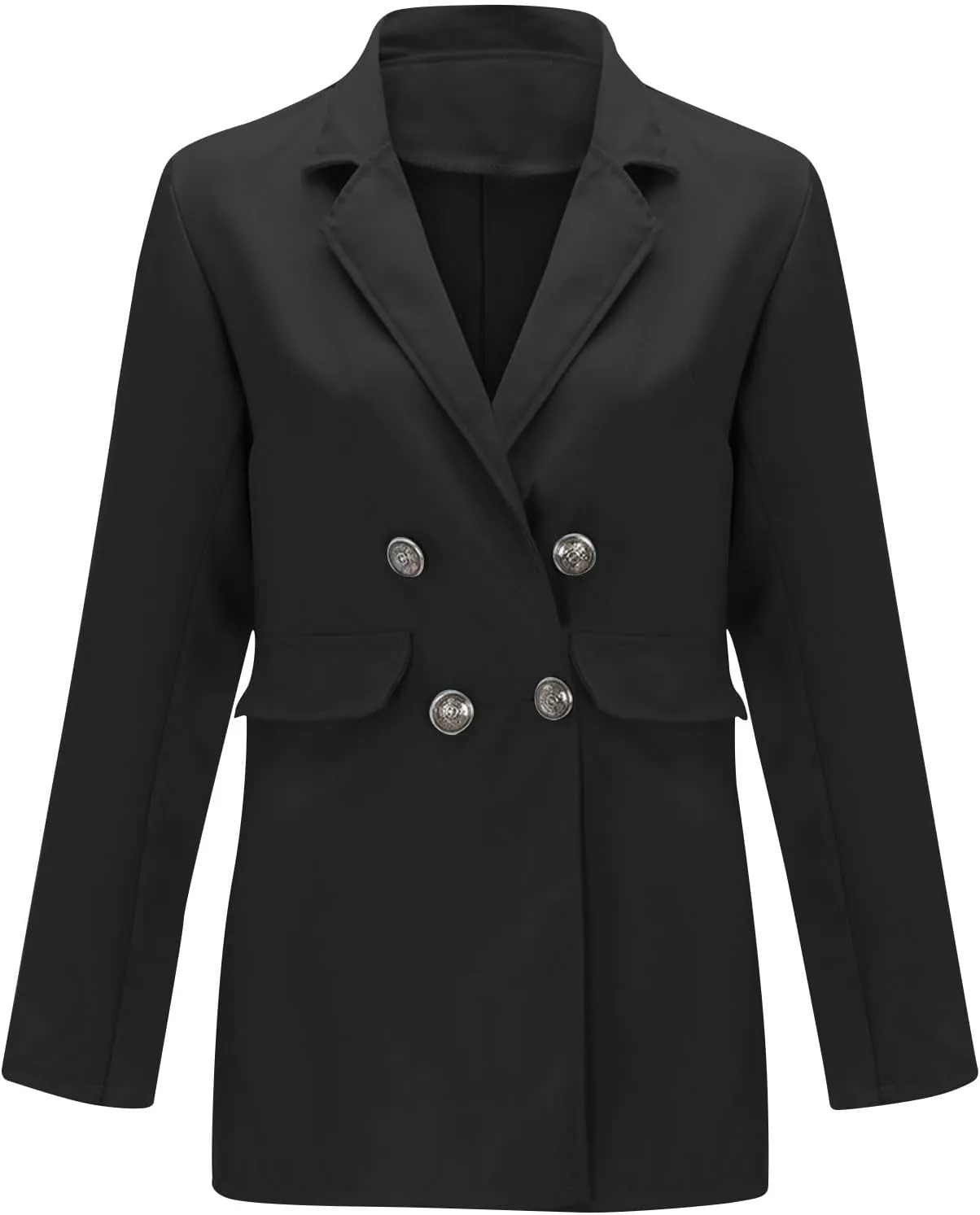 Blazers for Women Business Casual Long Sleeve Double Breasted Jackets Open Front Notch Lapel Work Jackets with Pockets