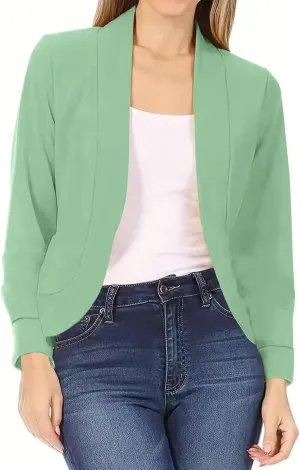 Blazers for Women Suit Jackets 3/4 Sleeve Jacket Formal Solid Coat Women's 2024 Fall Business Blazers Business