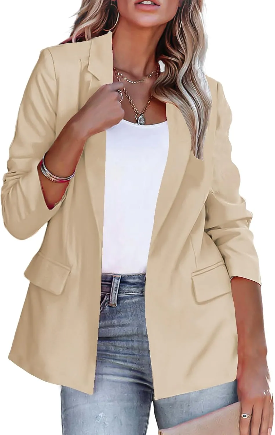 Business Casual Blazers for Women Dressy Long Sleeve Jackets Lightweight Blazer Cardigan Work Suit Jacket Clothes