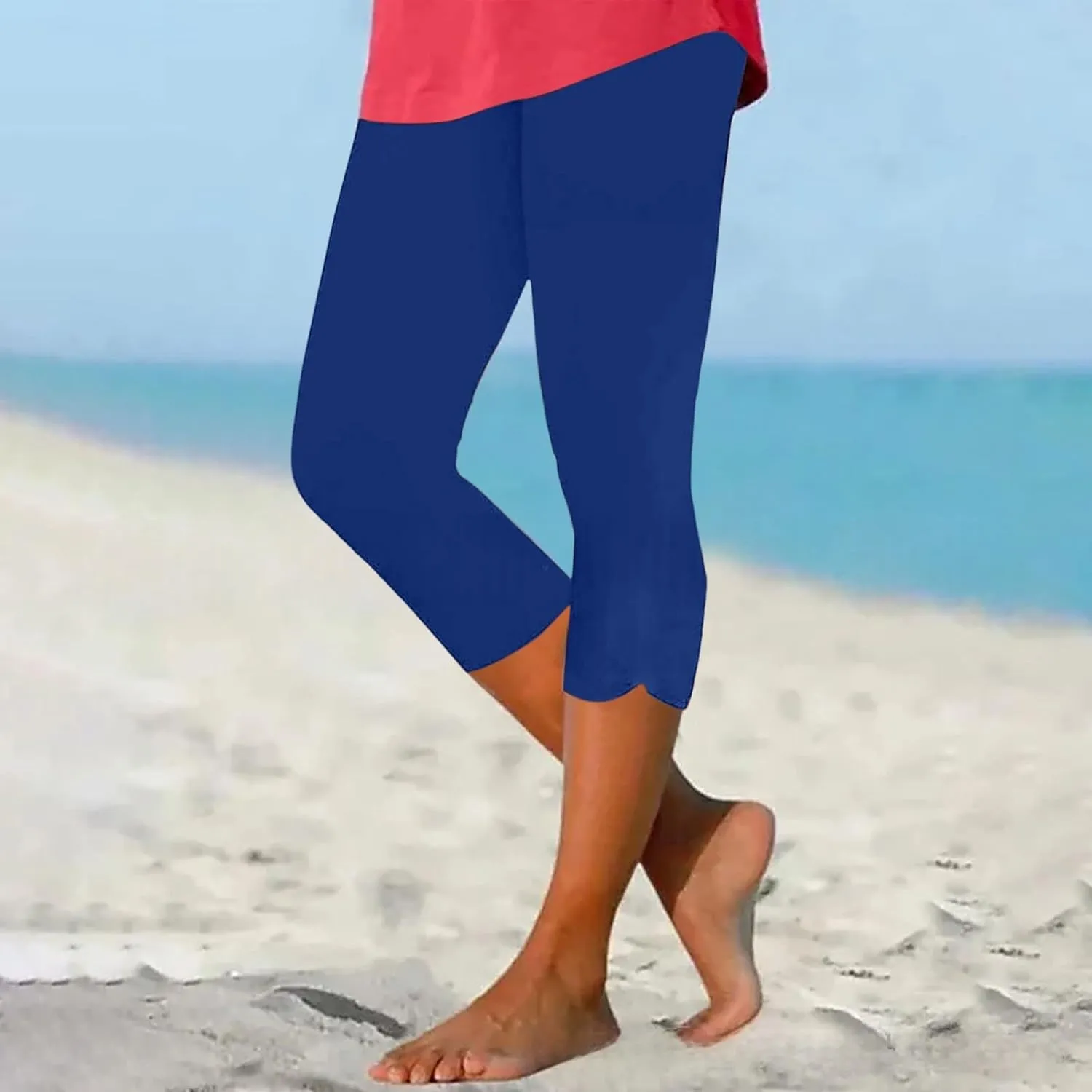 Capri Leggings for Women 2025 High Waisted Yoga Pants Lightweight Comfortable Solid Color Soft Casual Cropped Pants