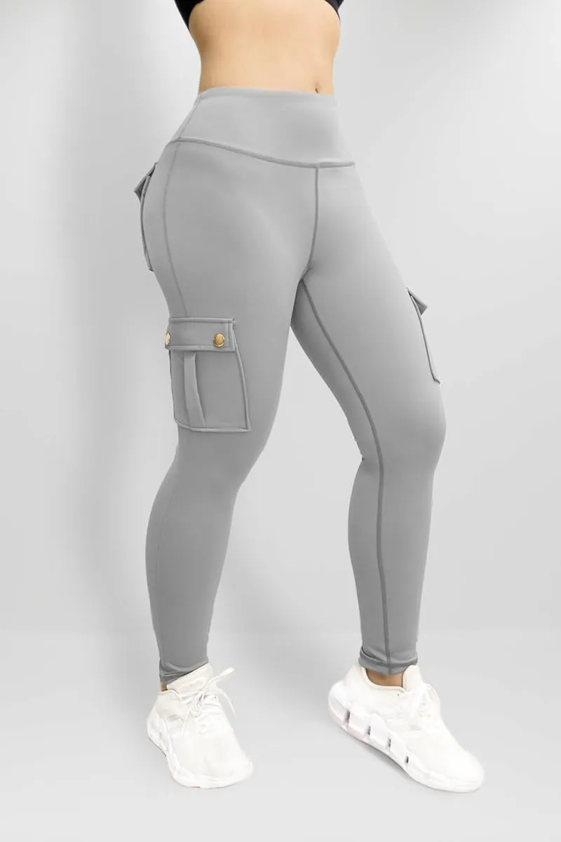 Cargo Leggings with Pockets for Women, Gym Workout Scrunch Butt Lifting Tummy Control High Waisted Womens Yoga Pants