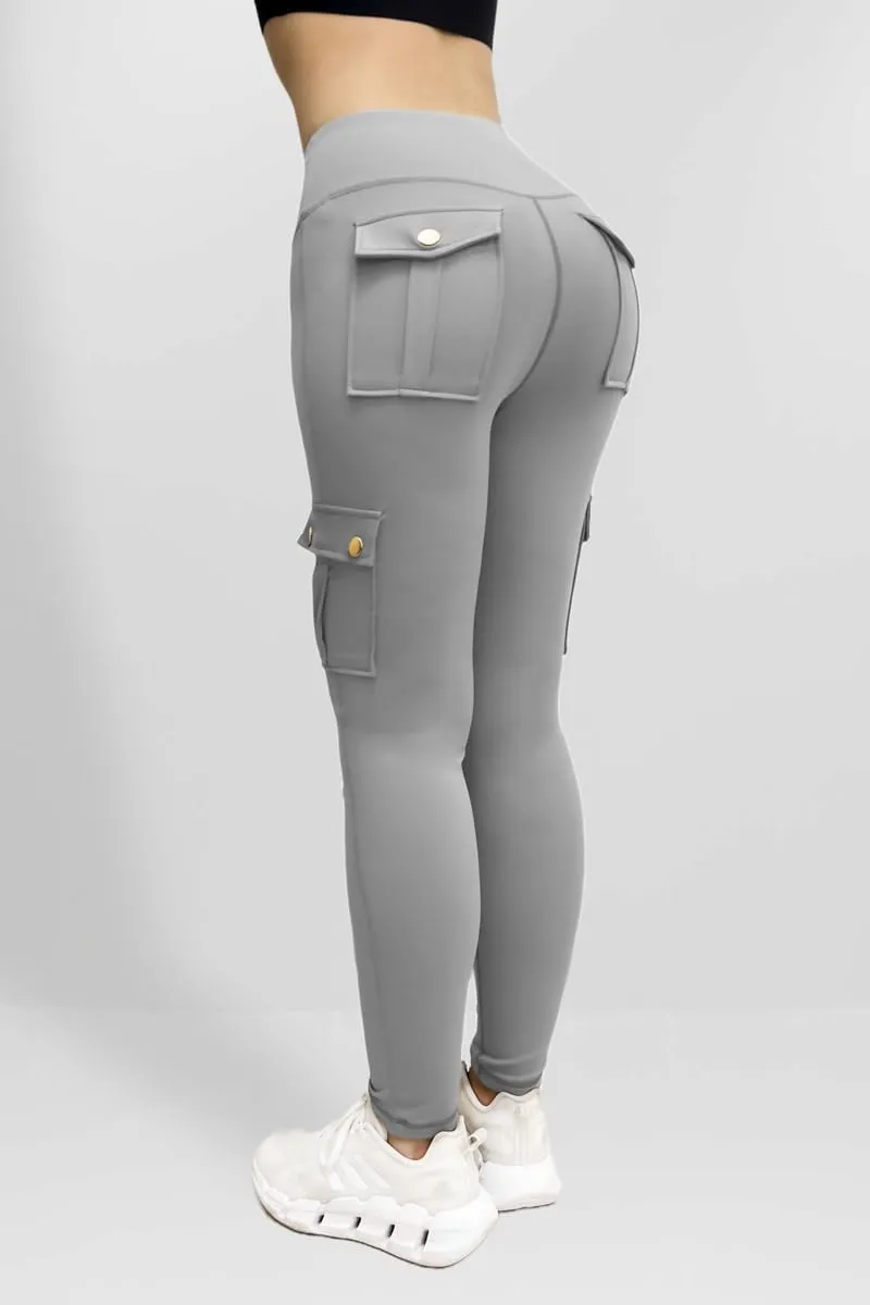 Cargo Leggings with Pockets for Women, Gym Workout Scrunch Butt Lifting Tummy Control High Waisted Womens Yoga Pants