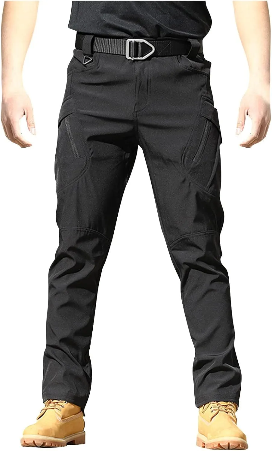 Cargo Pants for Men Stretch Button Waist Tactical Pants Relaxed Fit Lightweight Tapered Sweatpants with Pockets