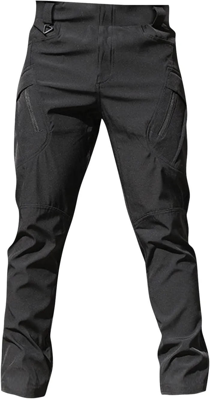Cargo Pants for Men Stretch Button Waist Tactical Pants Relaxed Fit Lightweight Tapered Sweatpants with Pockets