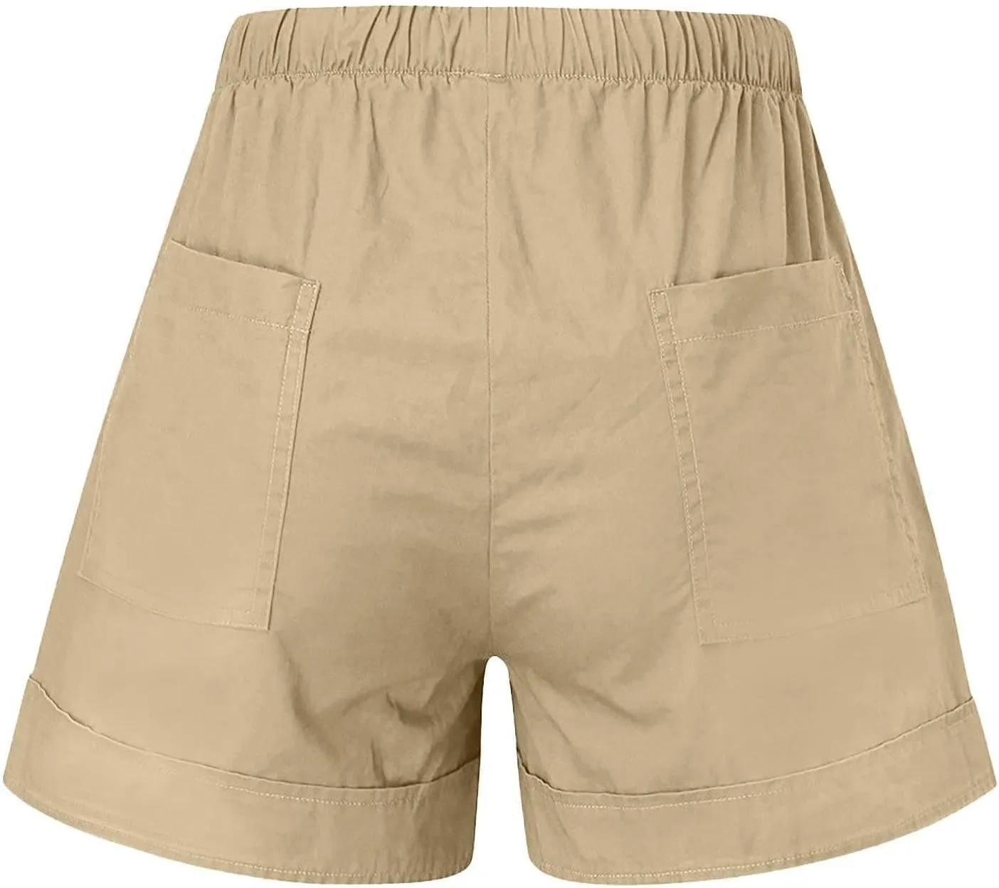 Casual Shorts for Women Trendy Drawstring Elastic Waist Cotton Shorts with Pockets Loose Fit Beach Summer Outfits