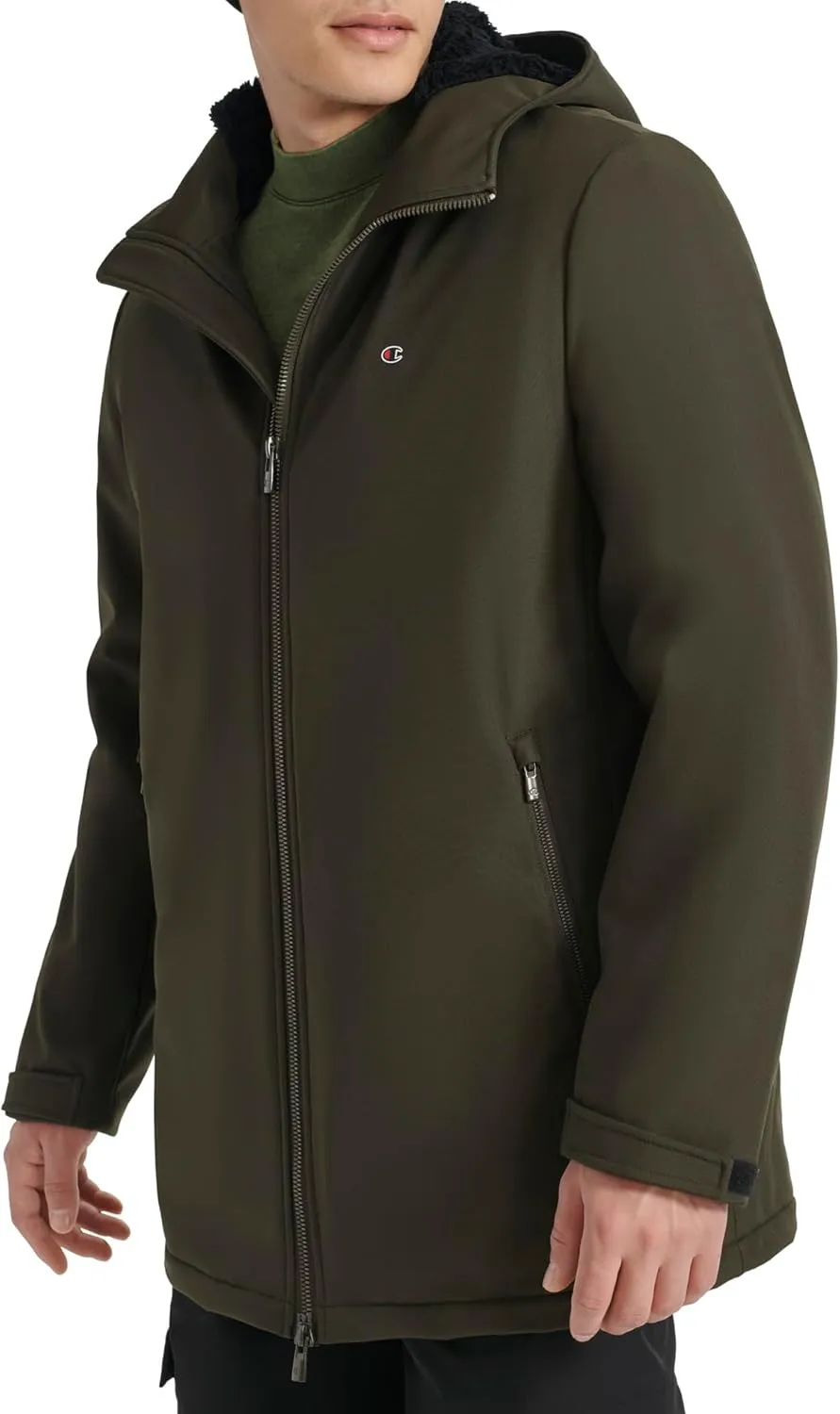 Champion Men's Mid-Length Soft Shell Performance Jacket with Sherpa Lining