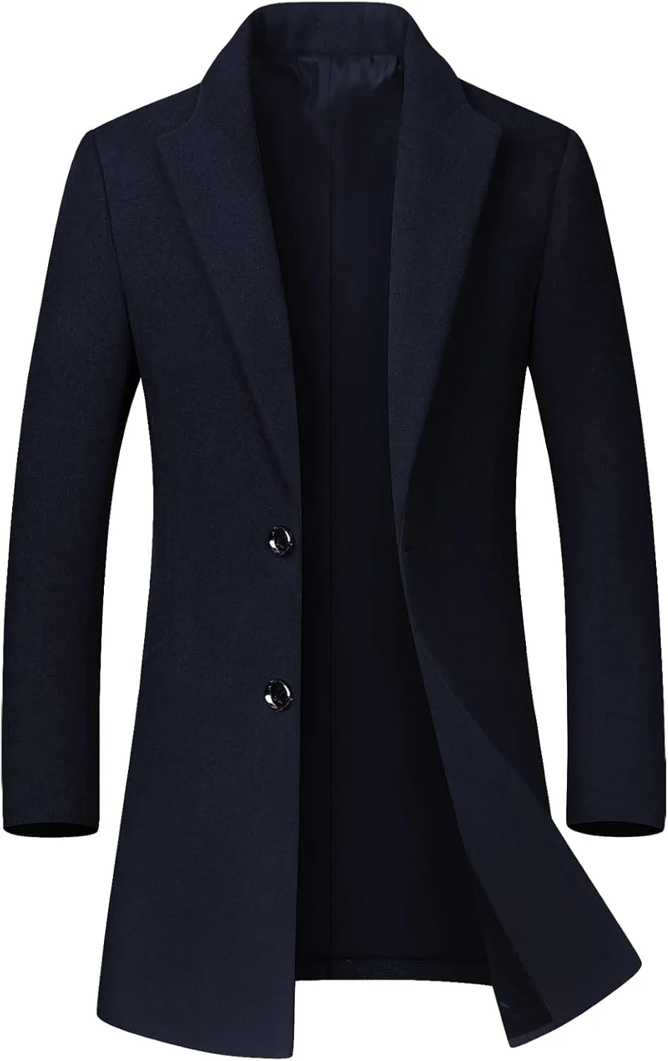 chouyatou Men's Mid-Length Single Breasted Wool Blend Top Coat