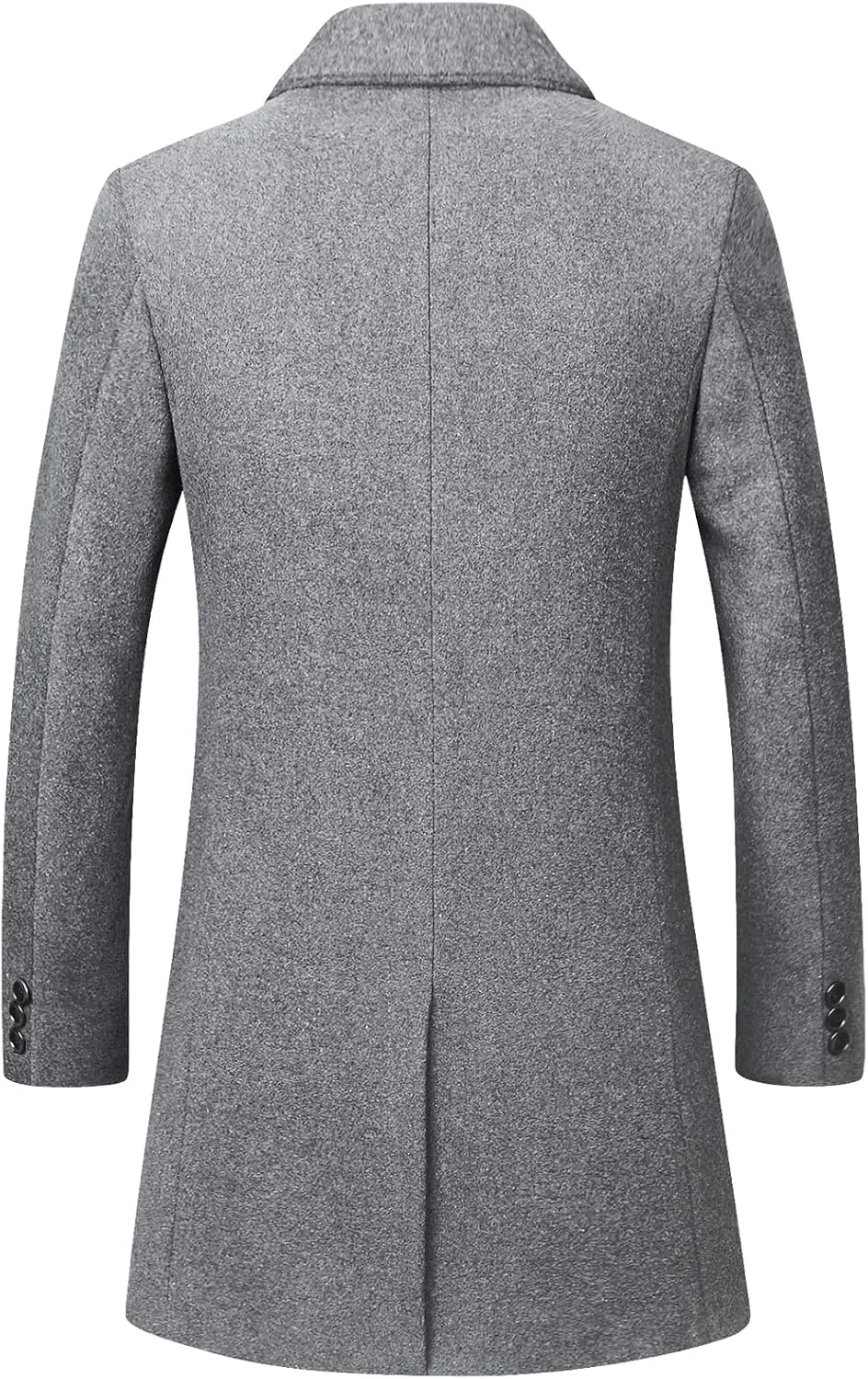 chouyatou Men's Mid-Length Single Breasted Wool Blend Top Coat