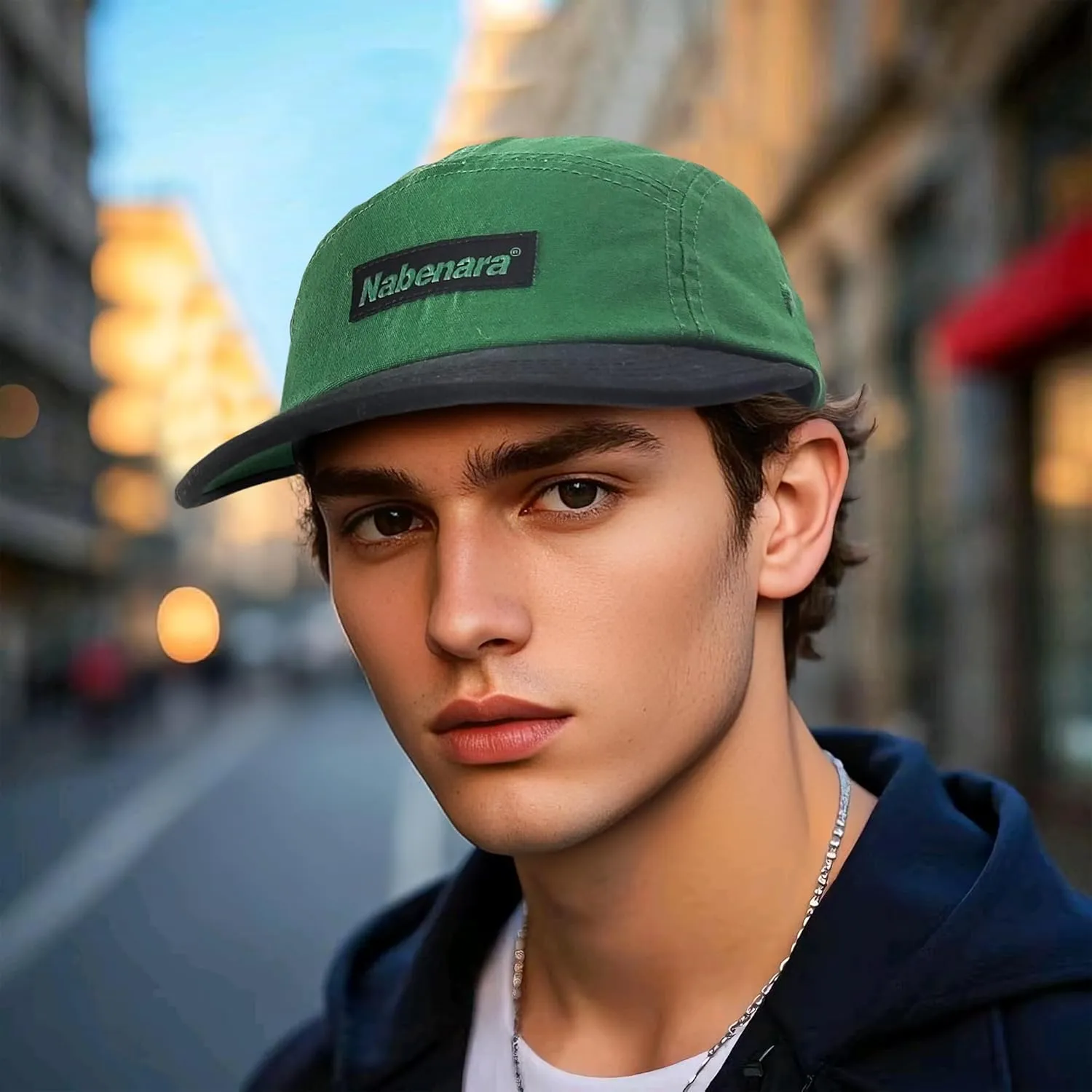 Clakllie Short Brim Baseball Cap Two-Tone 5 Panel Hats Classic Trucker Hat Unisex Skateboard Dad Hats Cotton Flat Brim Hat