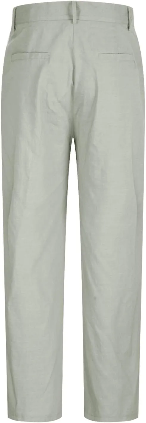 Classic-Fit Pleated Dress Pants for Men Casual Elastic Waist Straight Leg Suit Pant Summer Lightweight Solid Trouser