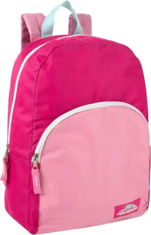 Color Block Backpacks for School Boys and Girls, 15 Inch Two Tone Backpack for Classroom, Work, Travel for Kids and Adults