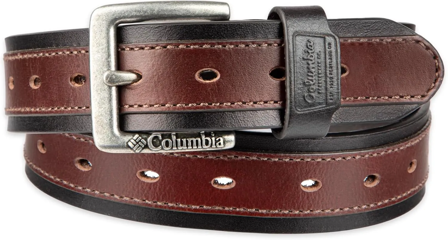Columbia Men's Classic Logo Belt-Casual Dress with Single Prong Buckle for Jeans Khakis