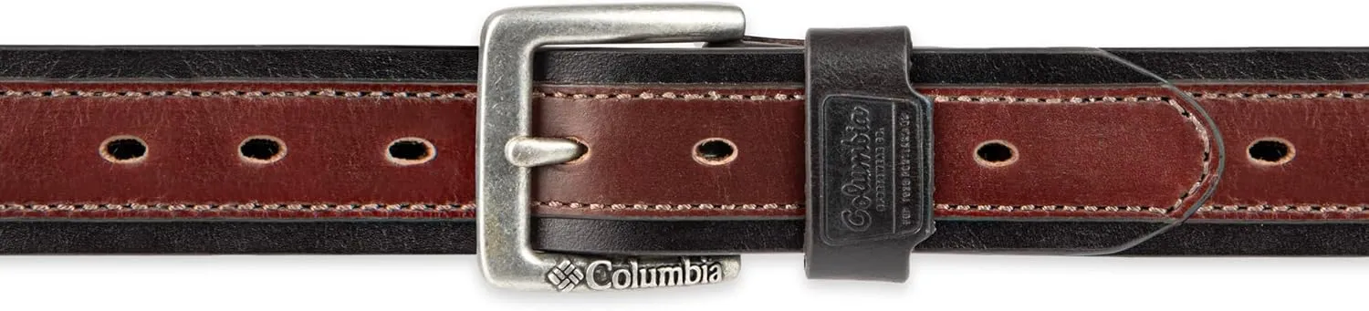 Columbia Men's Classic Logo Belt-Casual Dress with Single Prong Buckle for Jeans Khakis