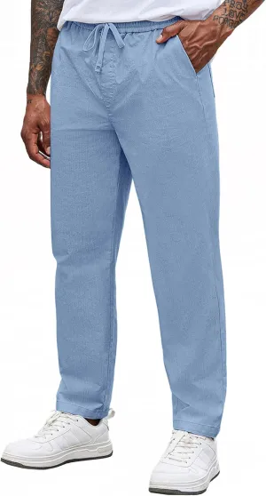 COOFANDY Mens Casual Pants Elastic Waist Drawstring Chino Pants Cotton Twill Trousers with Pockets