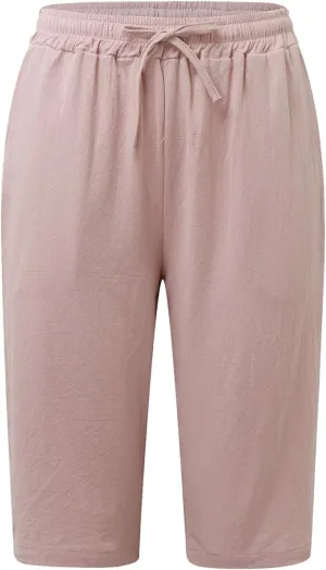 Cotton Linen Shorts for Women Casual Loose Beach Pants Summer Linen Bermuda Shorts Pants Women Plus Size