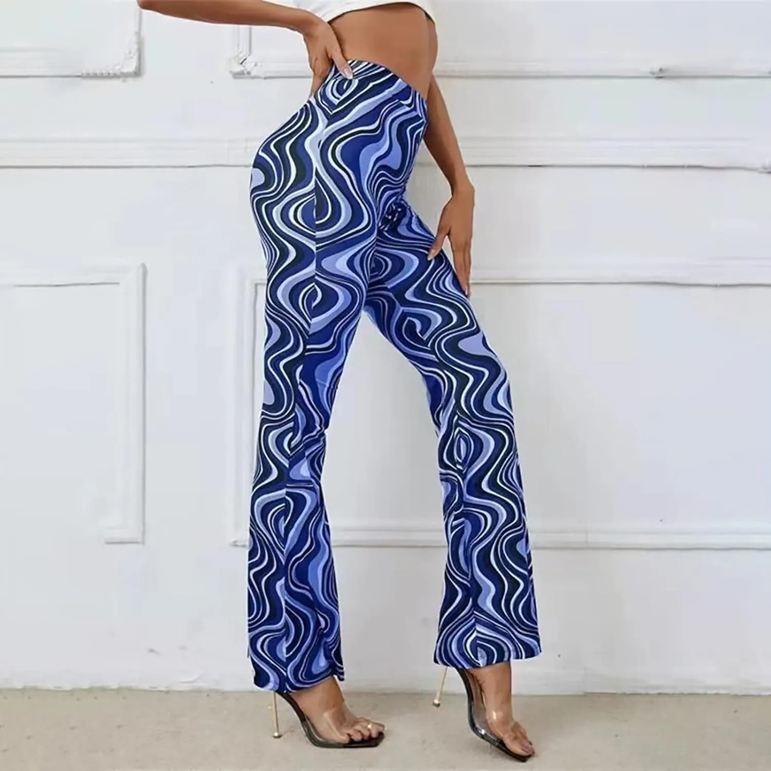 Crazy Yoga Leggings for Women Flared Pants Fitness Yoga Pants Fold Over Leggings for Women High Waist Yoga Pants